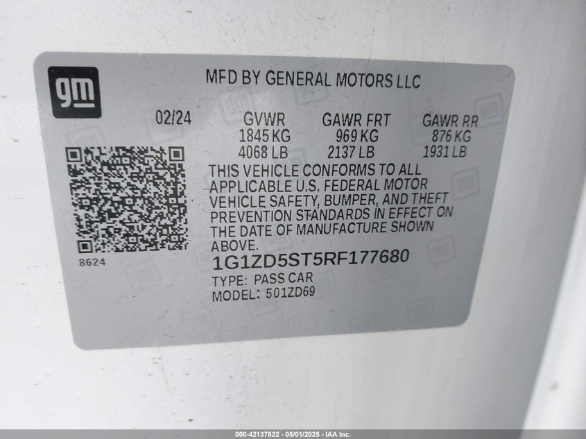 2024 CHEVROLET MALIBU FWD 1LT - 1G1ZD5ST5RF177680