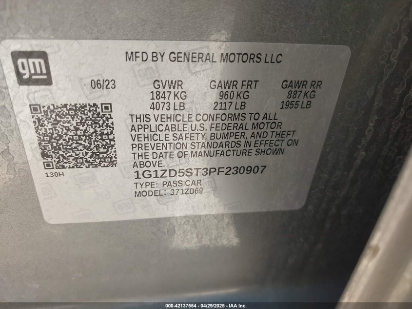 2023 CHEVROLET MALIBU FWD 1LT - 1G1ZD5ST3PF230907