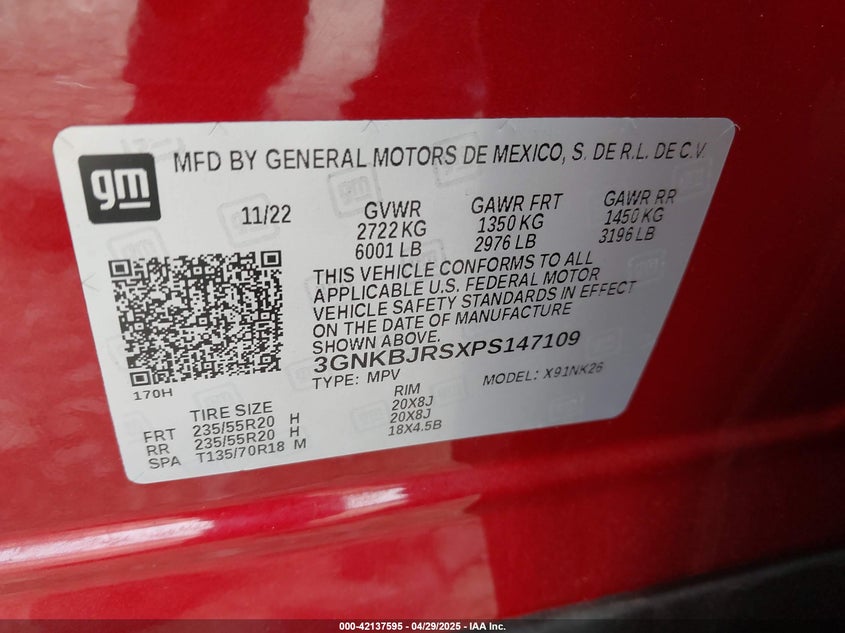 2023 CHEVROLET BLAZER 3.6L V-6 DI, DOHC, V(VIN: 3GNKBJRSXPS147109