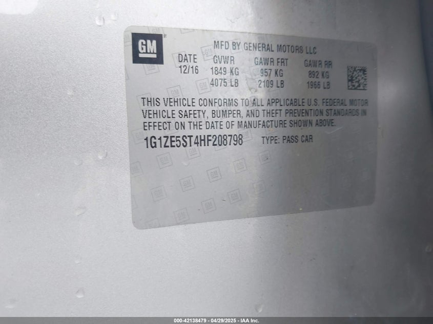 2017 CHEVROLET MALIBU 1LT - 1G1ZE5ST4HF208798