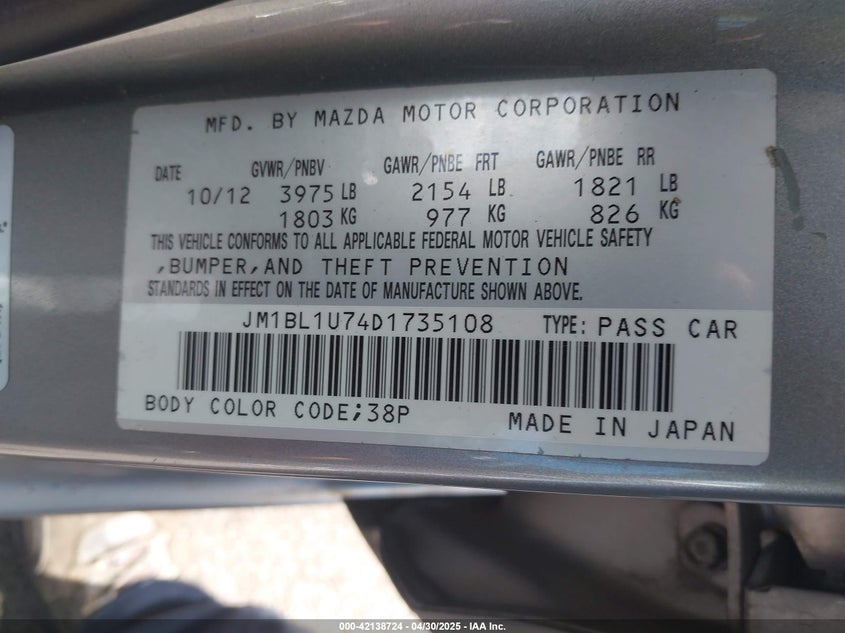 2013 MAZDA MAZDA3 I SPORT - JM1BL1U74D1735108