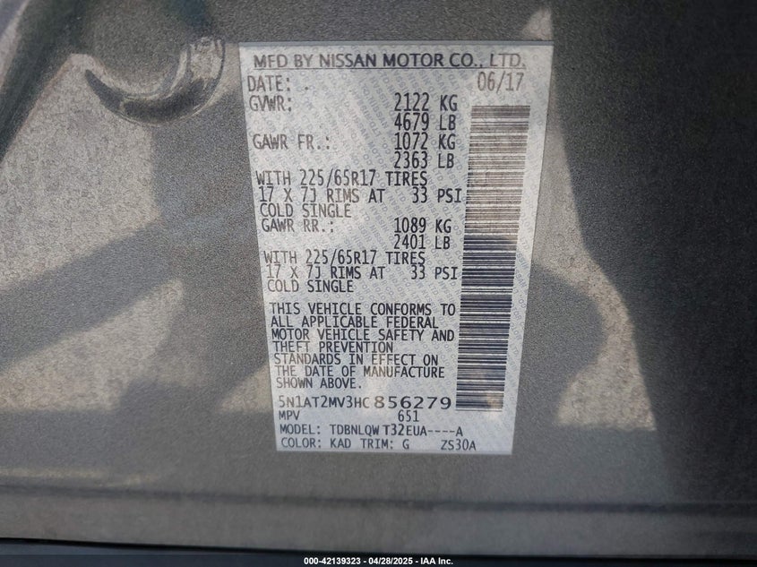 2017 NISSAN ROGUE SV - 5N1AT2MV3HC856279