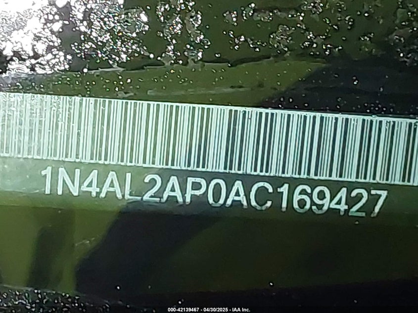 2010 NISSAN ALTIMA VIN: 1N4AL2AP0AC169427