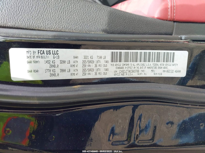 2019 DODGE DURANGO R/T - 1C4SDJCT0KC803708