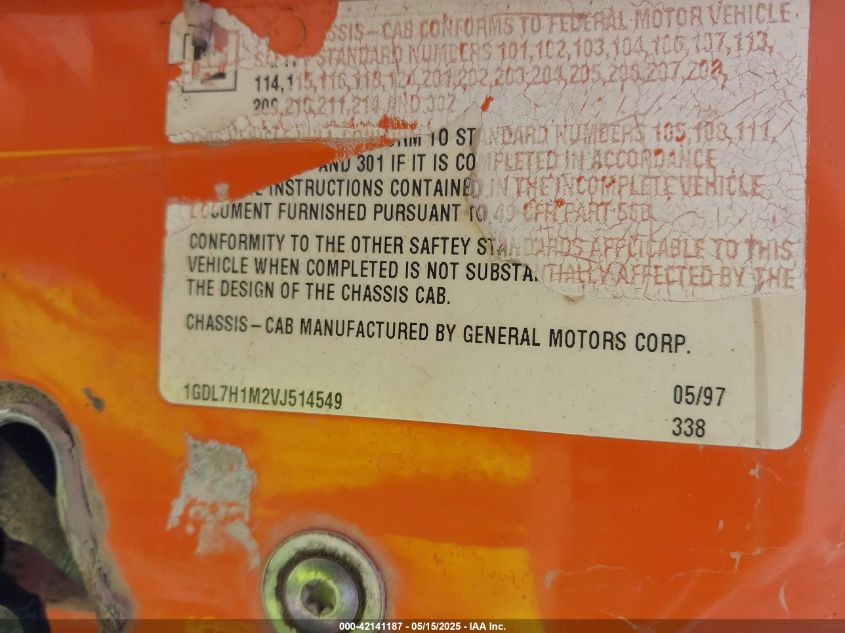 1997 GMC C-Series C7H042 VIN: 1GDL7H1M2VJ514549 Lot: 42141187