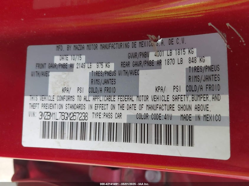 2016 MAZDA MAZDA3 I TOURING - 3MZBM1L76GM267238