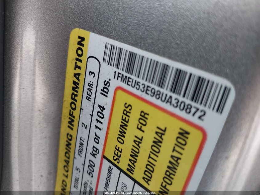 2008 Ford Explorer Sport Trac Limited VIN: 1FMEU53E98UA30872 Lot: 42141954