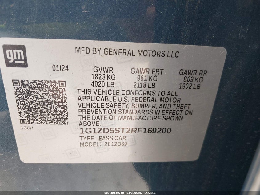 2024 CHEVROLET MALIBU FWD 1LT - 1G1ZD5ST2RF169200