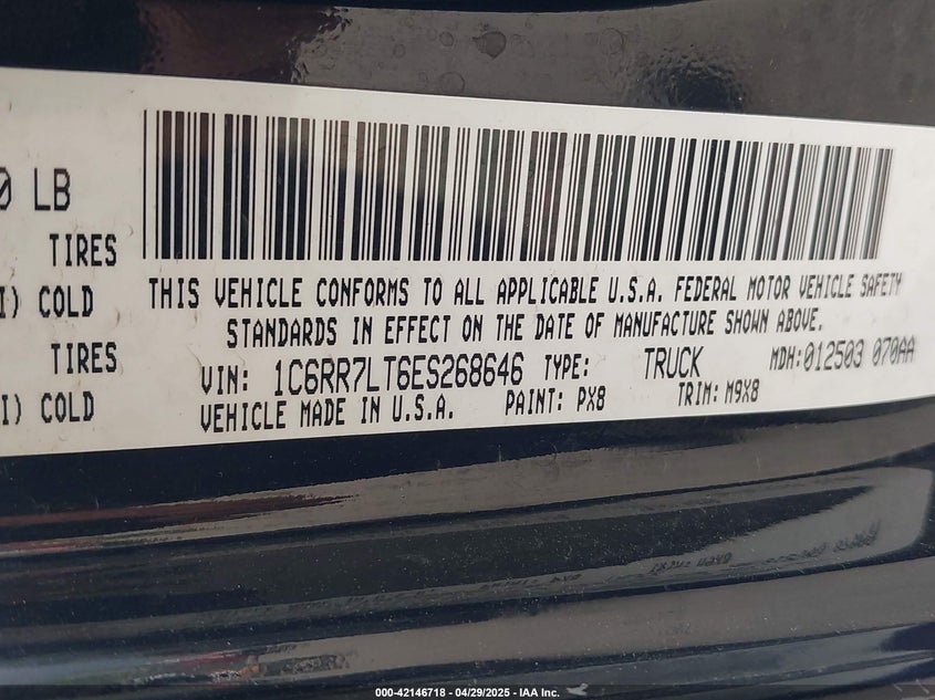 2014 RAM 1500 BIG HORN - 1C6RR7LT6ES268646