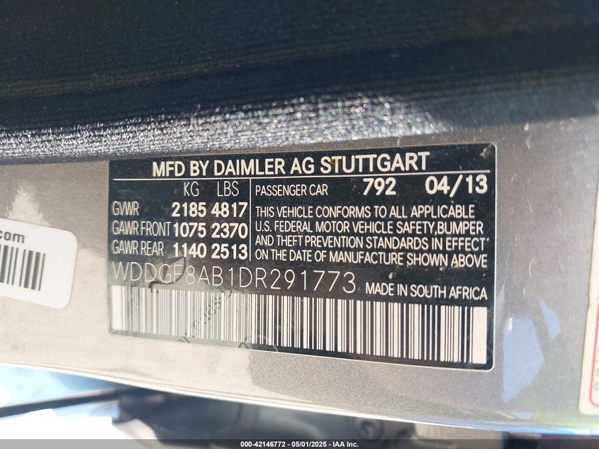 2013 Mercedes-Benz C 300 Luxury 4Matic/Sport 4Matic VIN: WDDGF8AB1DR291773 Lot: 42146772