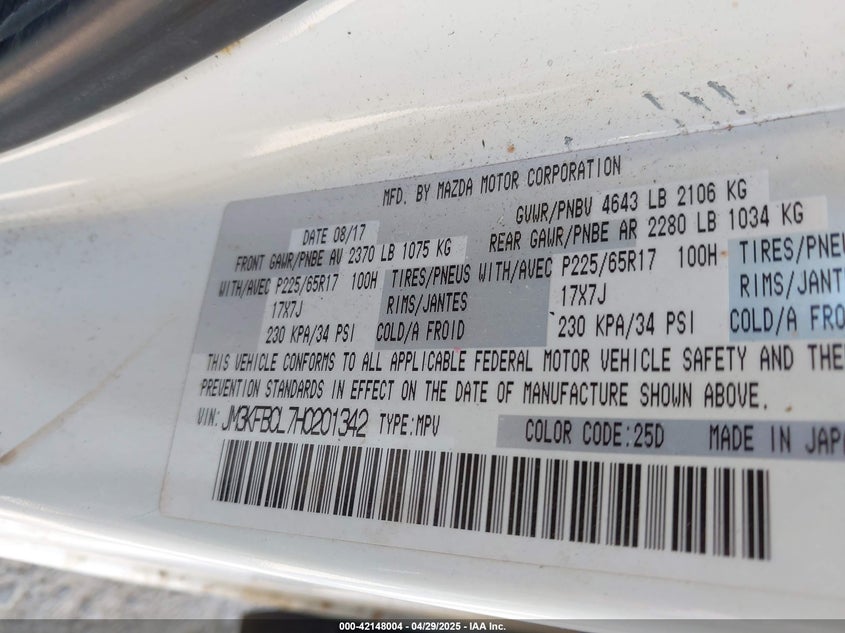 2017 MAZDA CX-5 TOURING - JM3KFBCL7H0201342