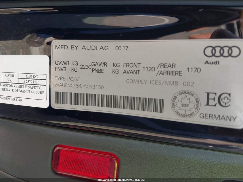 2018 AUDI A5 2.0T PREMIUM - WAUFNCF54JA013150