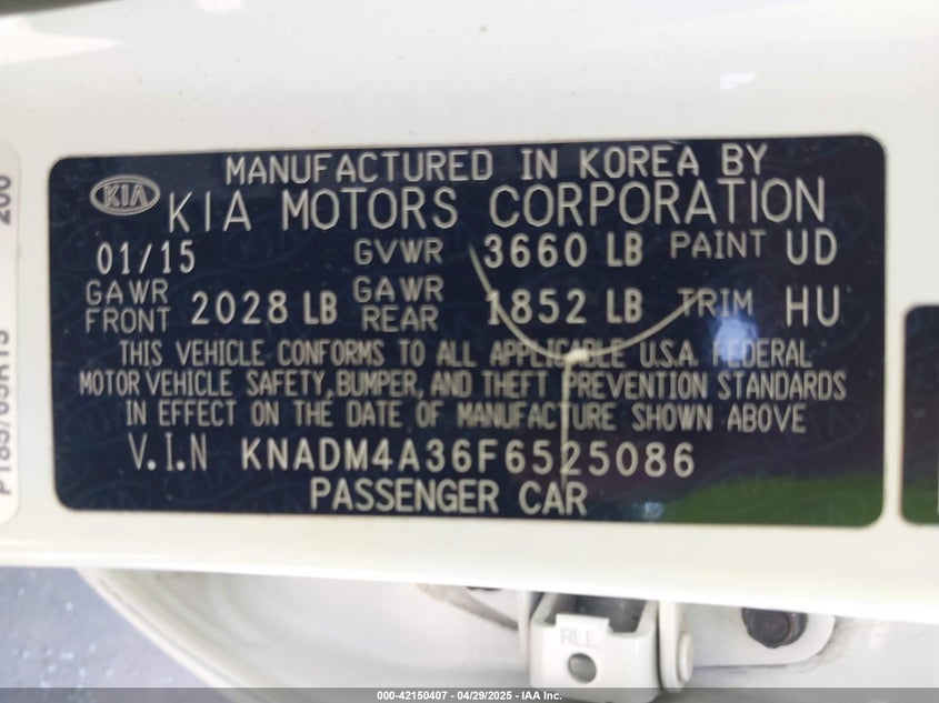 2015 KIA RIO LX - KNADM4A36F6525086
