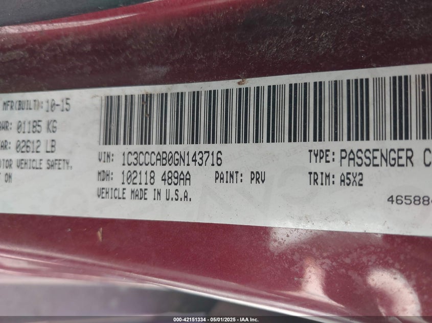 2016 CHRYSLER 200 LIMITED - 1C3CCCAB0GN143716