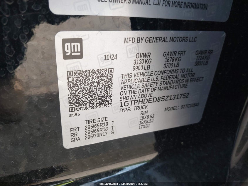 2025 GMC SIERRA VIN: 1GTPHDED8SZ131752