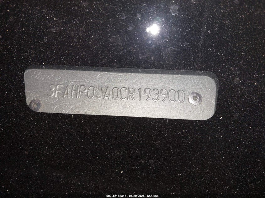 2012 FORD FUSION VIN: 3FAHP0JA0CR193900