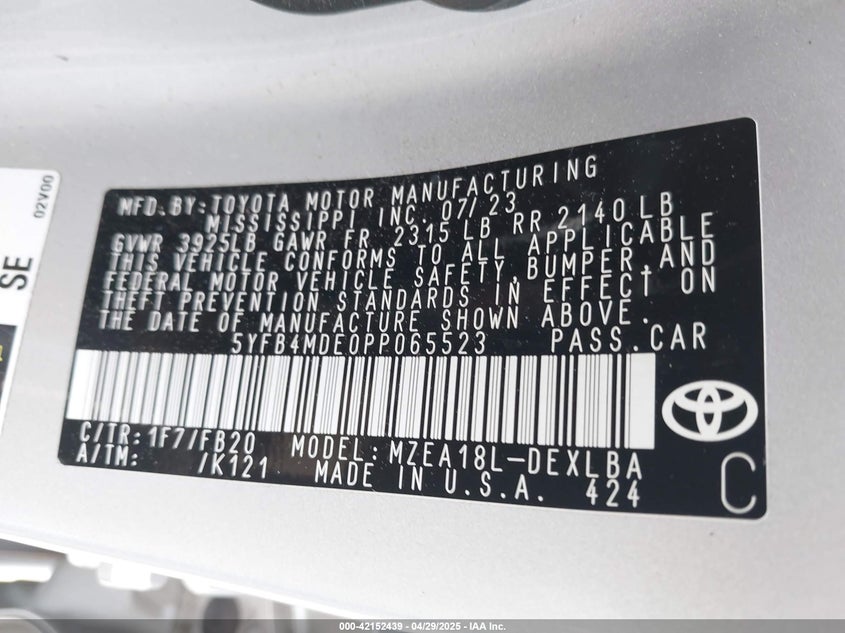 2023 TOYOTA COROLLA LE - 5YFB4MDE0PP065523