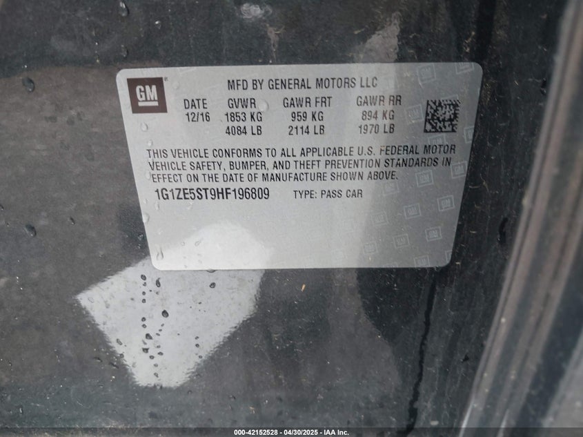 2017 CHEVROLET MALIBU 1LT - 1G1ZE5ST9HF196809