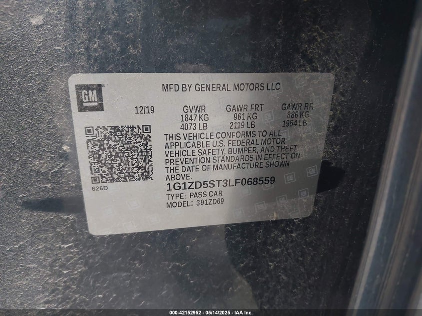 2020 CHEVROLET MALIBU FWD LT - 1G1ZD5ST3LF068559