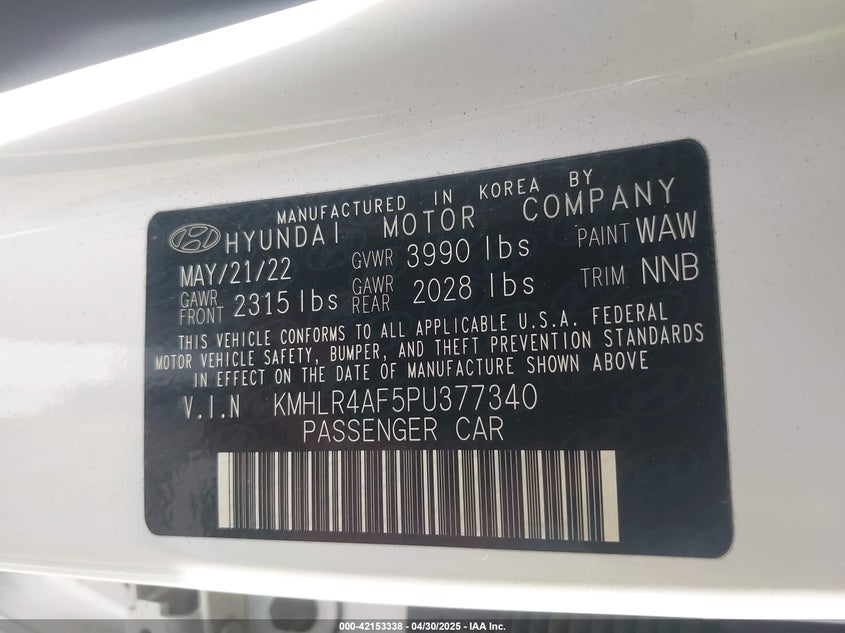 VIN KMHLR4AF5PU377340 2023 HYUNDAI ELANTRA N LINE