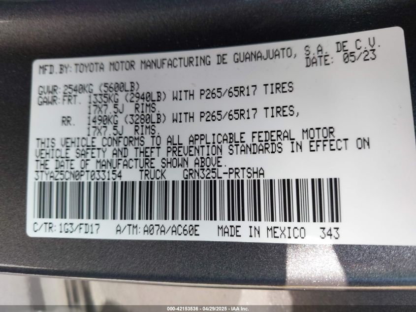 2023 Toyota Tacoma - 3TYAZ5CN0PT033154