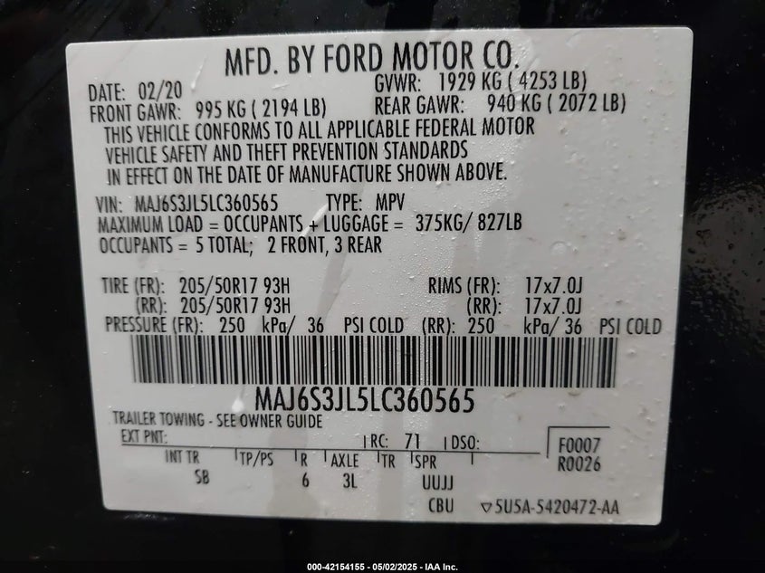 2020 FORD ECOSPORT SES - MAJ6S3JL5LC360565