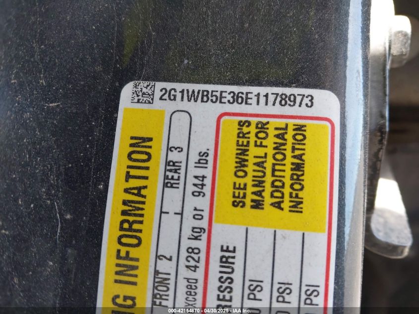 2014 Chevrolet Impala Limited Lt VIN: 2G1WB5E36E1178973 Lot: 42154870