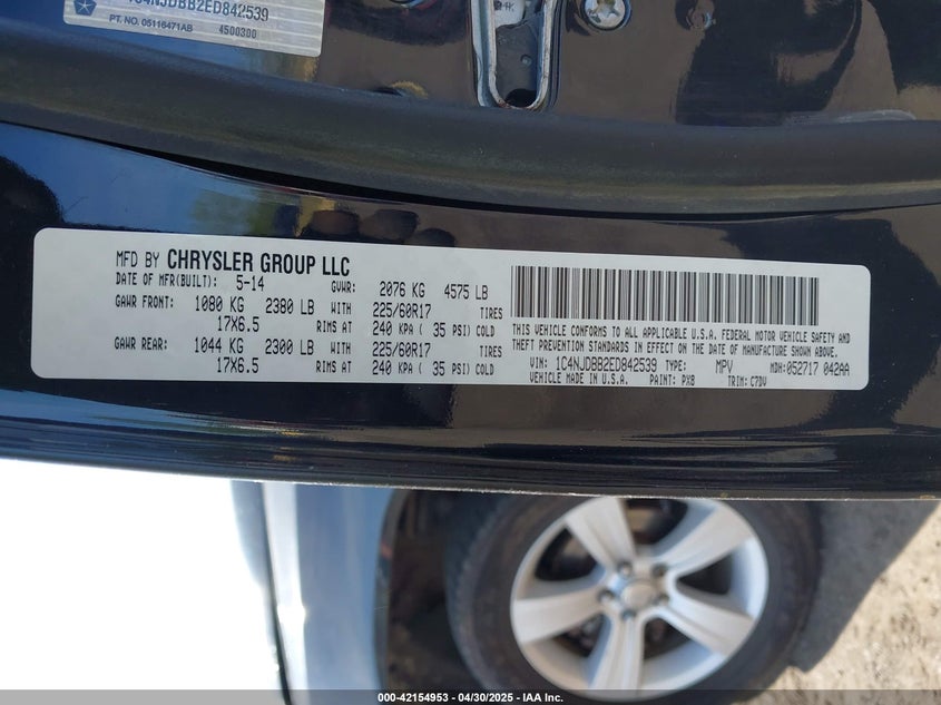 2014 JEEP COMPASS SPORT - 1C4NJDBB2ED842539