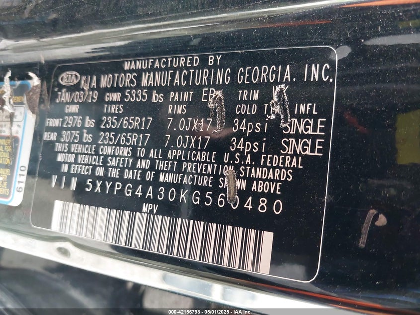 2019 KIA SORENTO 2.4L LX - 5XYPG4A30KG560480