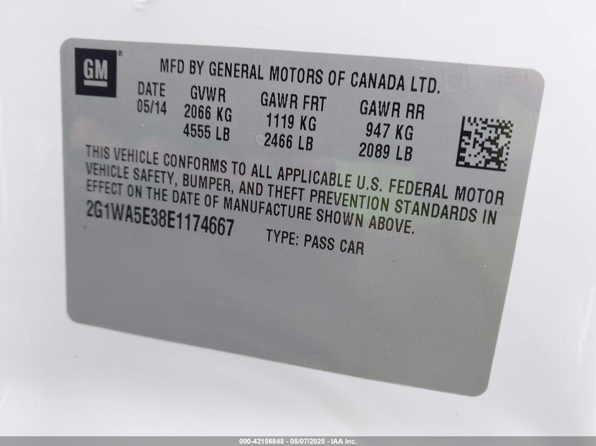 2014 CHEVROLET IMPALA LIMITED LS - 2G1WA5E38E1174667