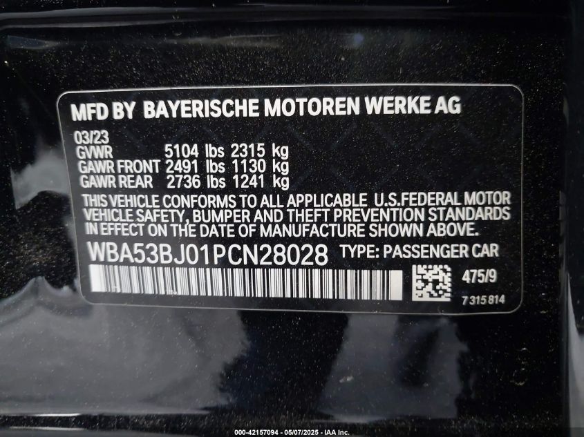 2023 BMW 5 Series - WBA53BJ01PCN28028