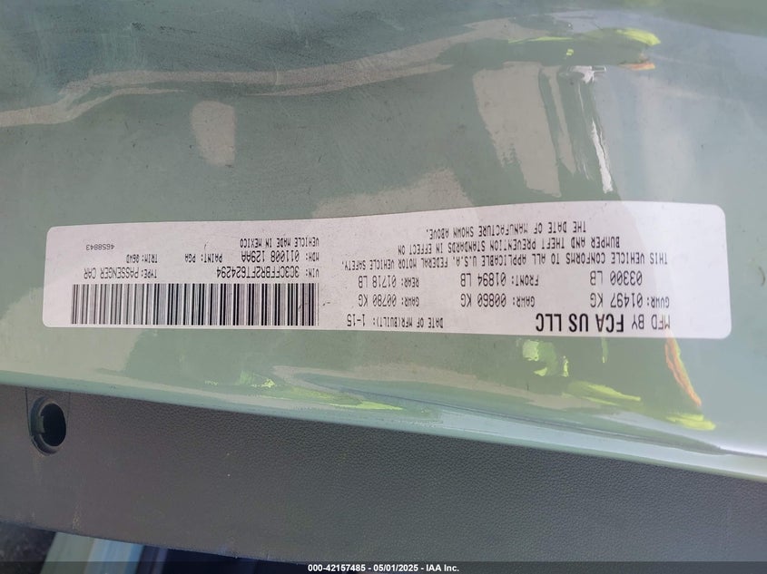 2013 FIAT 500 VIN: 3C3CFFAR5DT749398