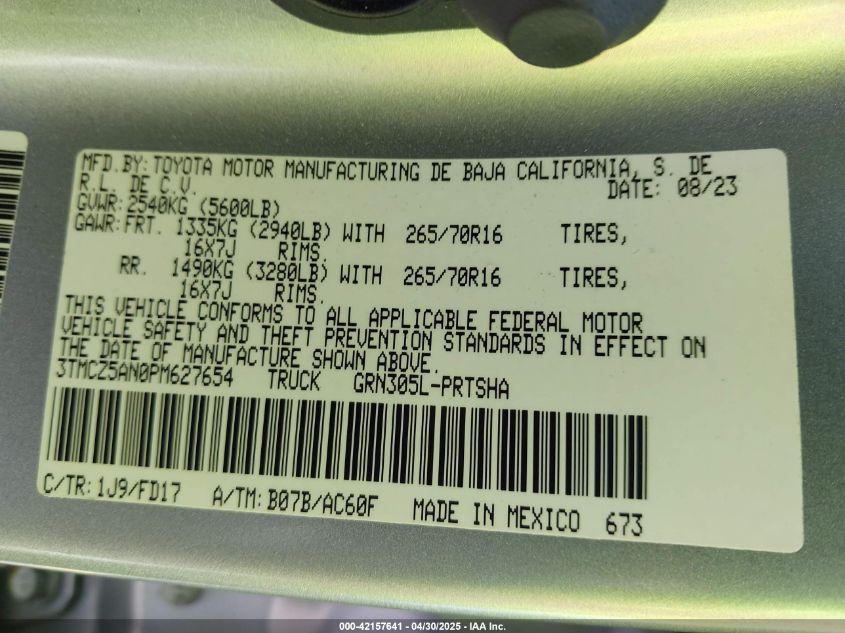 2023 Toyota Tacoma - 3TMCZ5AN0PM627654