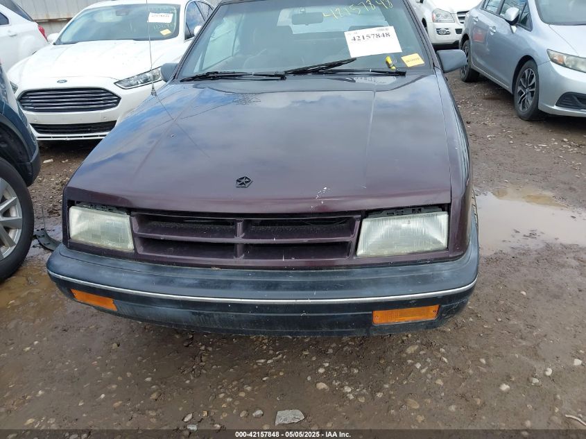 1991 Dodge Shadow VIN: 3B3XP4K5MT615827 Lot: 42157848