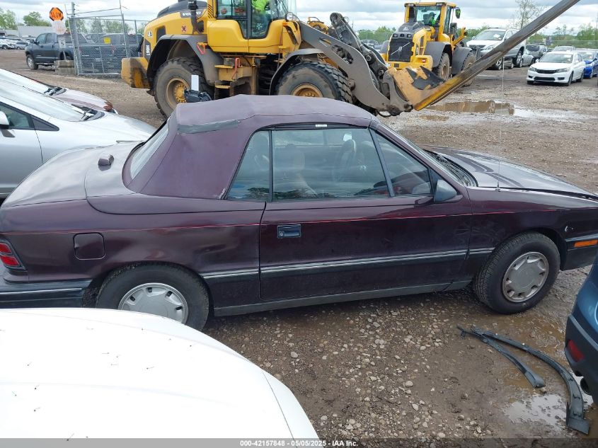 1991 Dodge Shadow VIN: 3B3XP4K5MT615827 Lot: 42157848