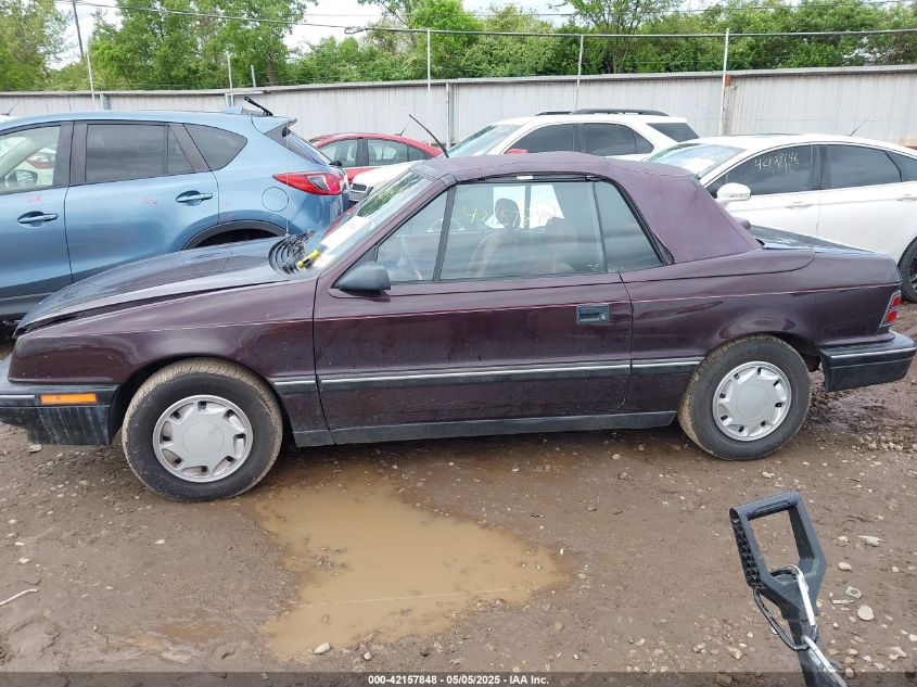 1991 Dodge Shadow VIN: 3B3XP4K5MT615827 Lot: 42157848