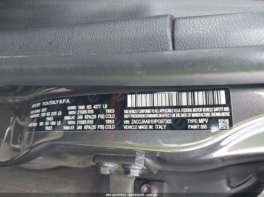 2017 JEEP RENEGADE SPORT FWD - ZACCJAAB1HPG07305