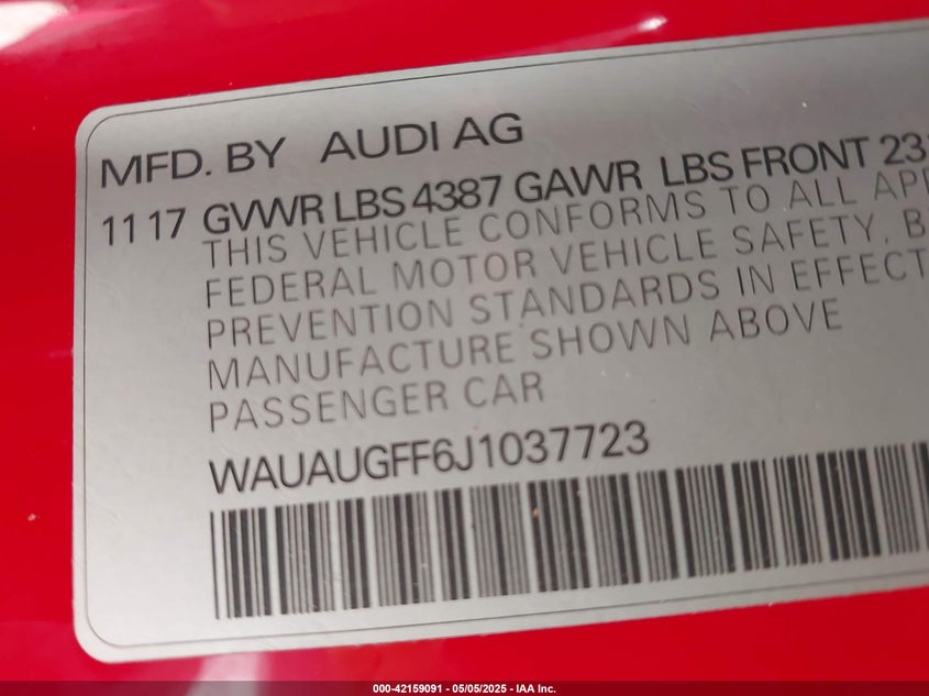 2018 AUDI A3 2.0T PREMIUM/2.0T TECH PREMIUM - WAUAUGFF6J1037723
