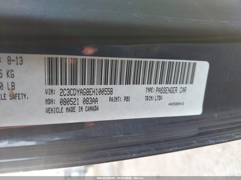2014 DODGE CHALLENGER VIN: 2C3CDYAG8EH100558