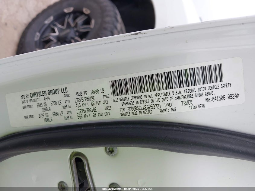 2014 RAM 2500 VIN: 3C6UR5CLXEG253721