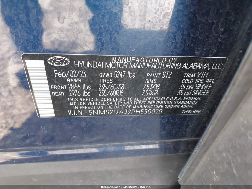 2023 HYUNDAI SANTA FE SEL - 5NMS2DAJ9PH550020
