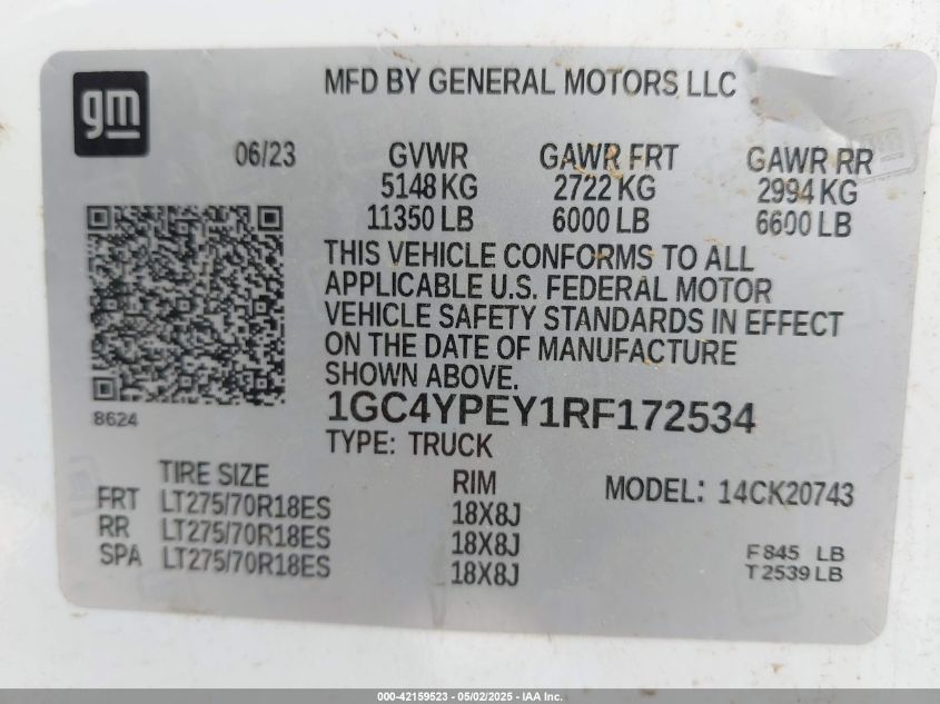 2024 Chevrolet Silverado 2500 - 1GC4YPEY1RF172534