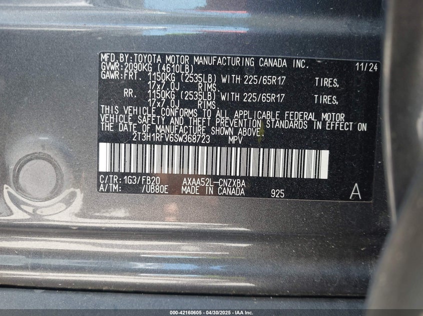 2025 TOYOTA RAV4 LE - 2T3H1RFV6SW368723