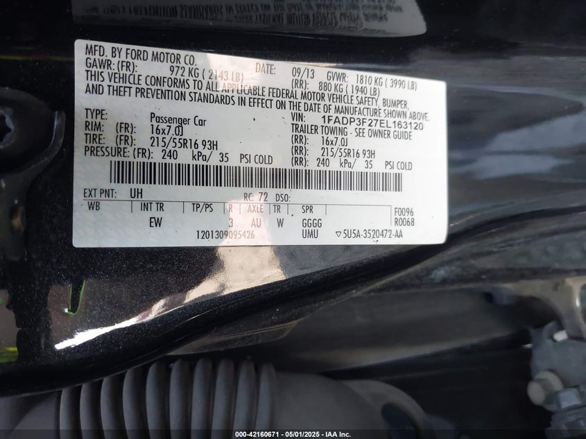 2014 FORD FOCUS SE - 1FADP3F27EL163120