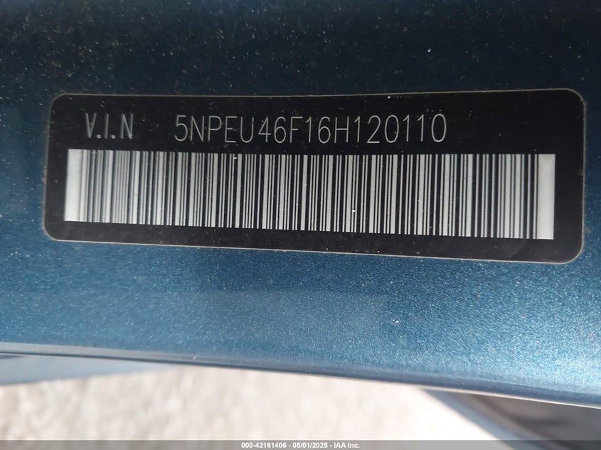 2006 HYUNDAI SONATA VIN: 5NPEU46F16H120110