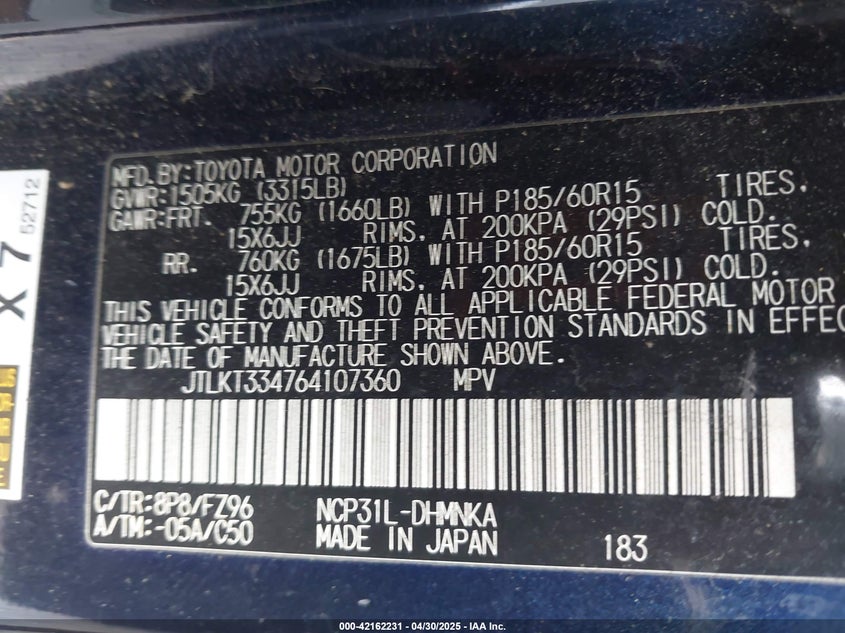 2006 SCION XB VIN: JTLKT334764107360