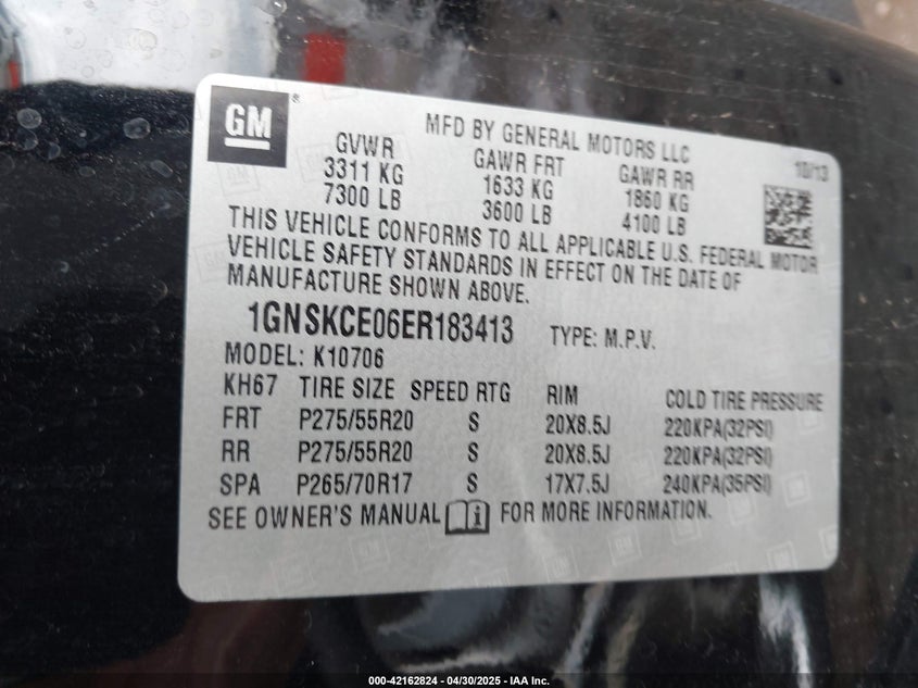 2014 CHEVROLET TAHOE LTZ - 1GNSKCE06ER183413