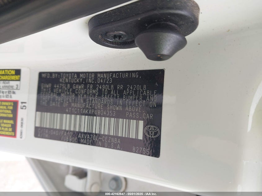 2023 TOYOTA CAMRY VIN: 4T1C11AKXPU804353