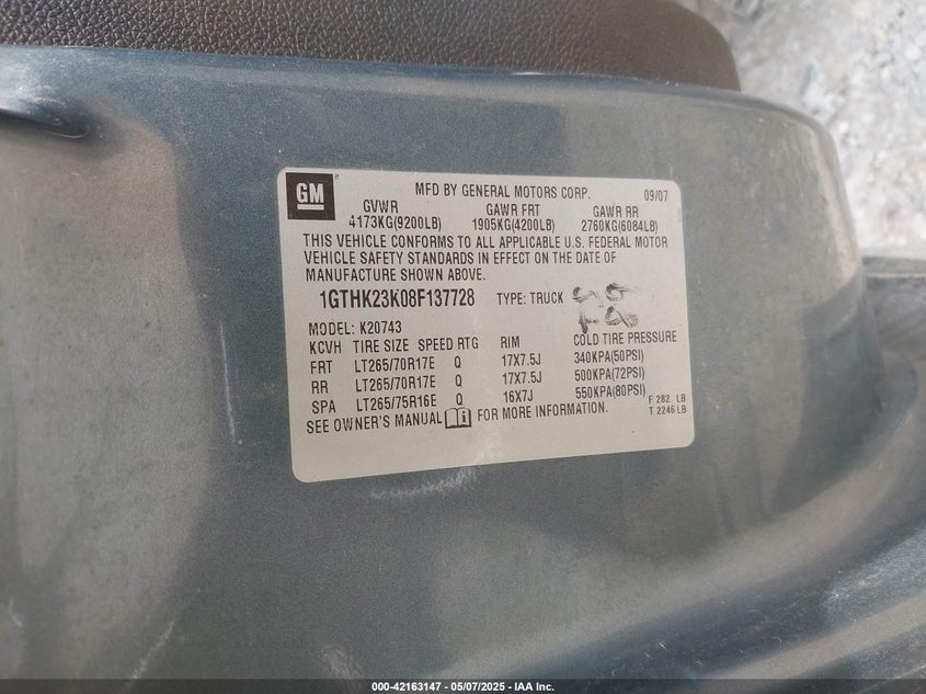 2008 GMC Sierra 2500Hd Slt VIN: 1GTHK23K08F137728 Lot: 42163147