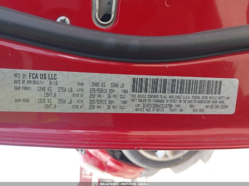 2017 Dodge Journey Crossroad VIN: 3C4PDCGB0HT516790 Lot: 43103457